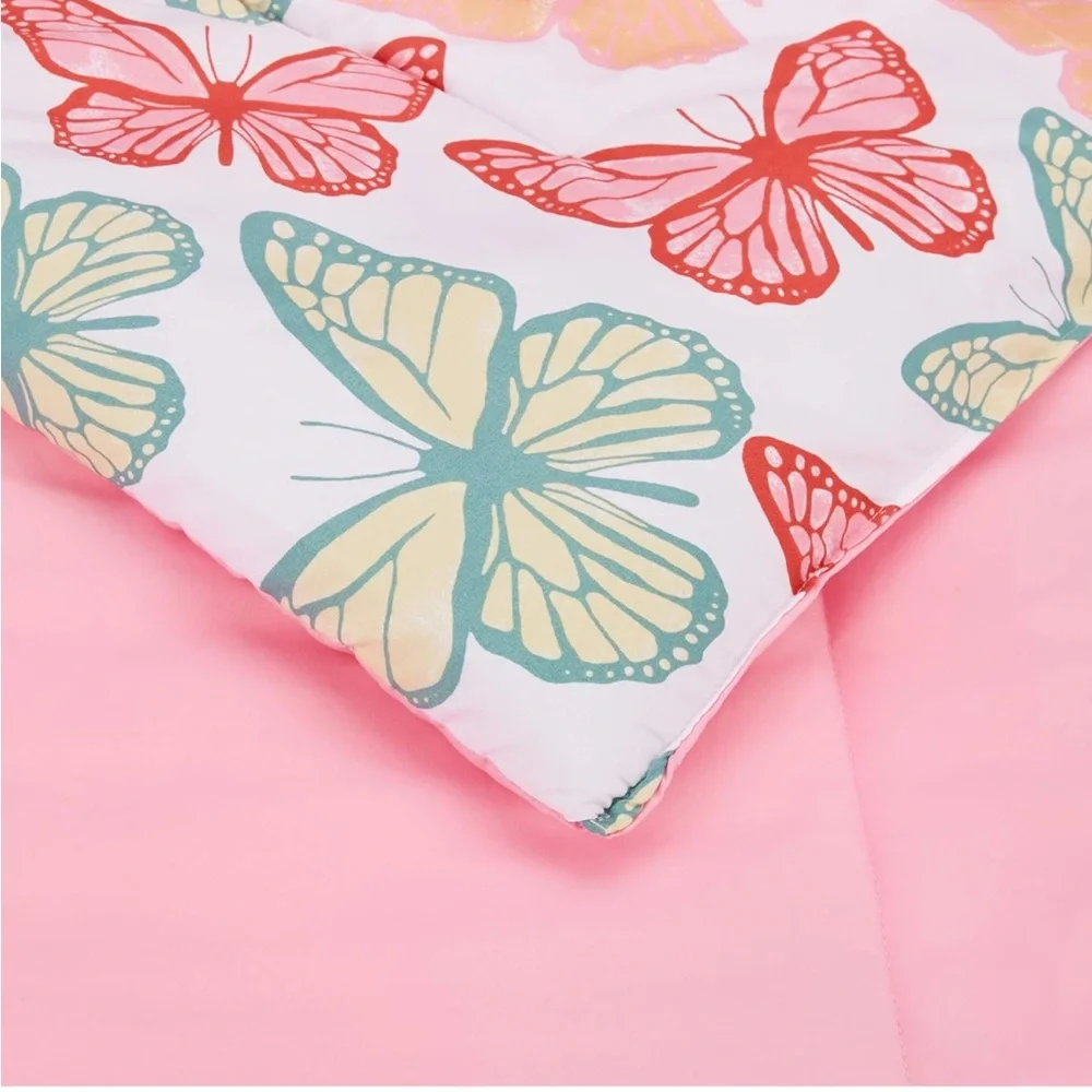 Butterfly Dreams Comforter Set - Pink and Orange